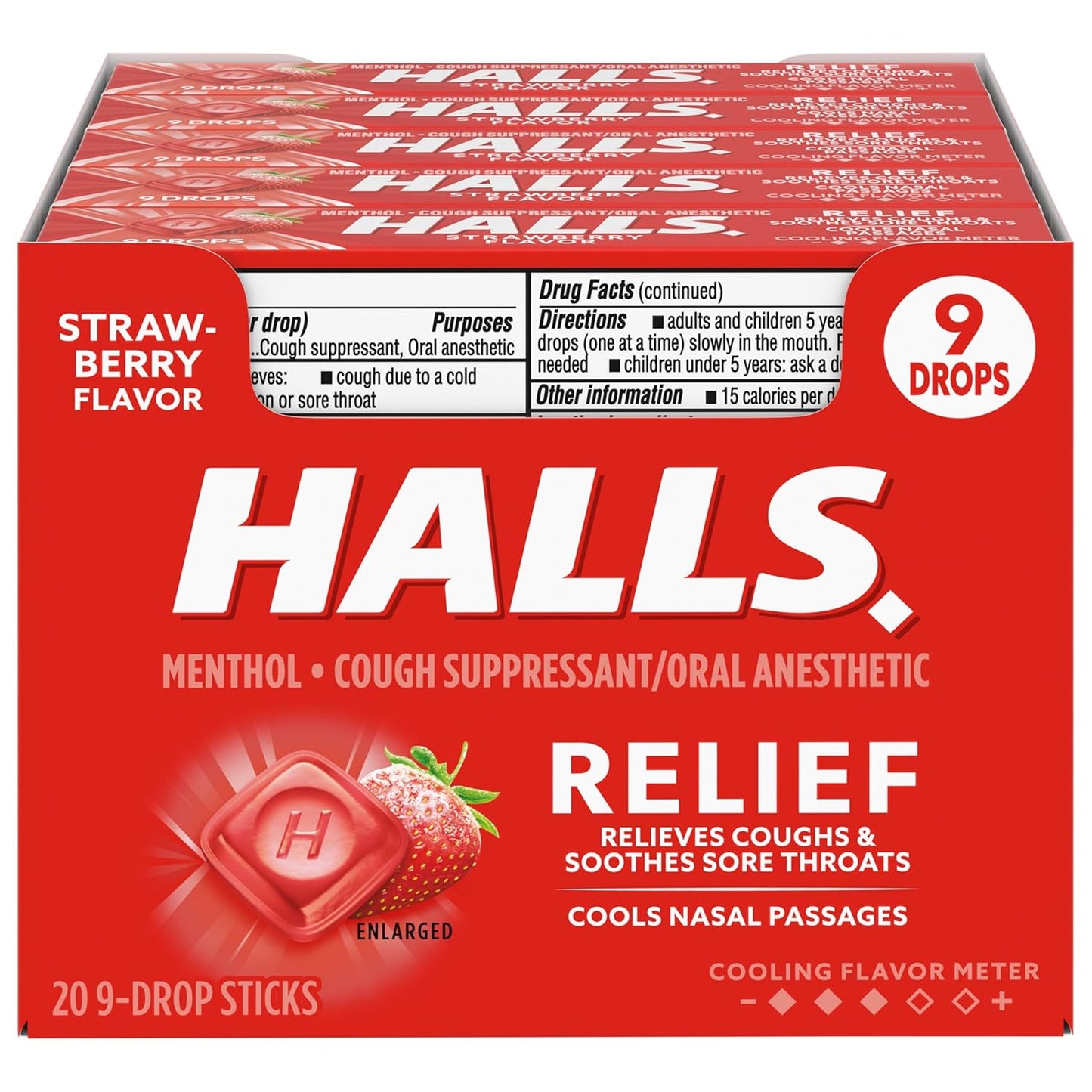 Halls Relief Strawberry 20pc 9 drops