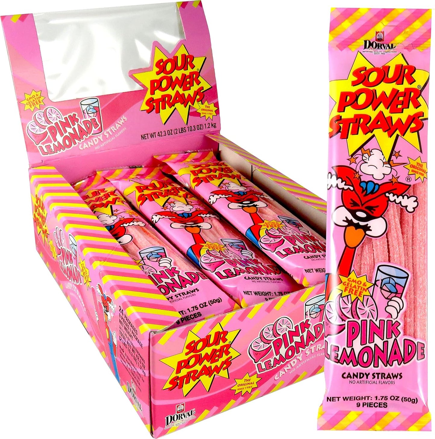 Sour Power Straws Pink Lemonade 24pc 1.75oz