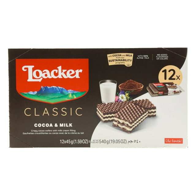 Loacker Wafer Cocoa & Milk 12pc 1.59oz