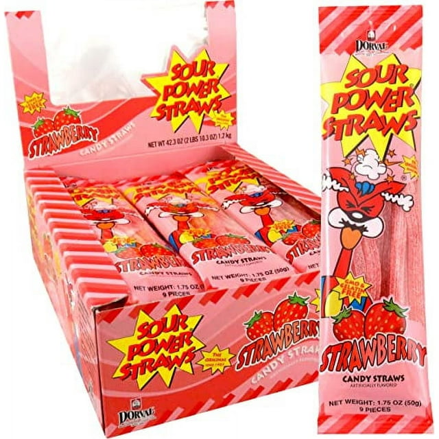 Sour Power Straws Strawberry 24pc 1.75oz
