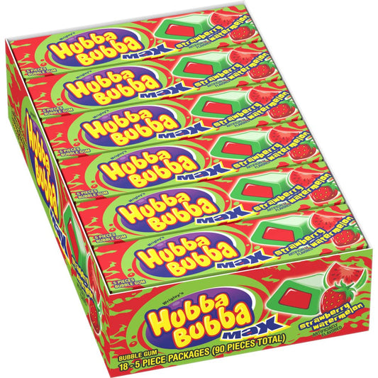 Hubba Bubba Max Strawberry Watermelon 18pc 5ct