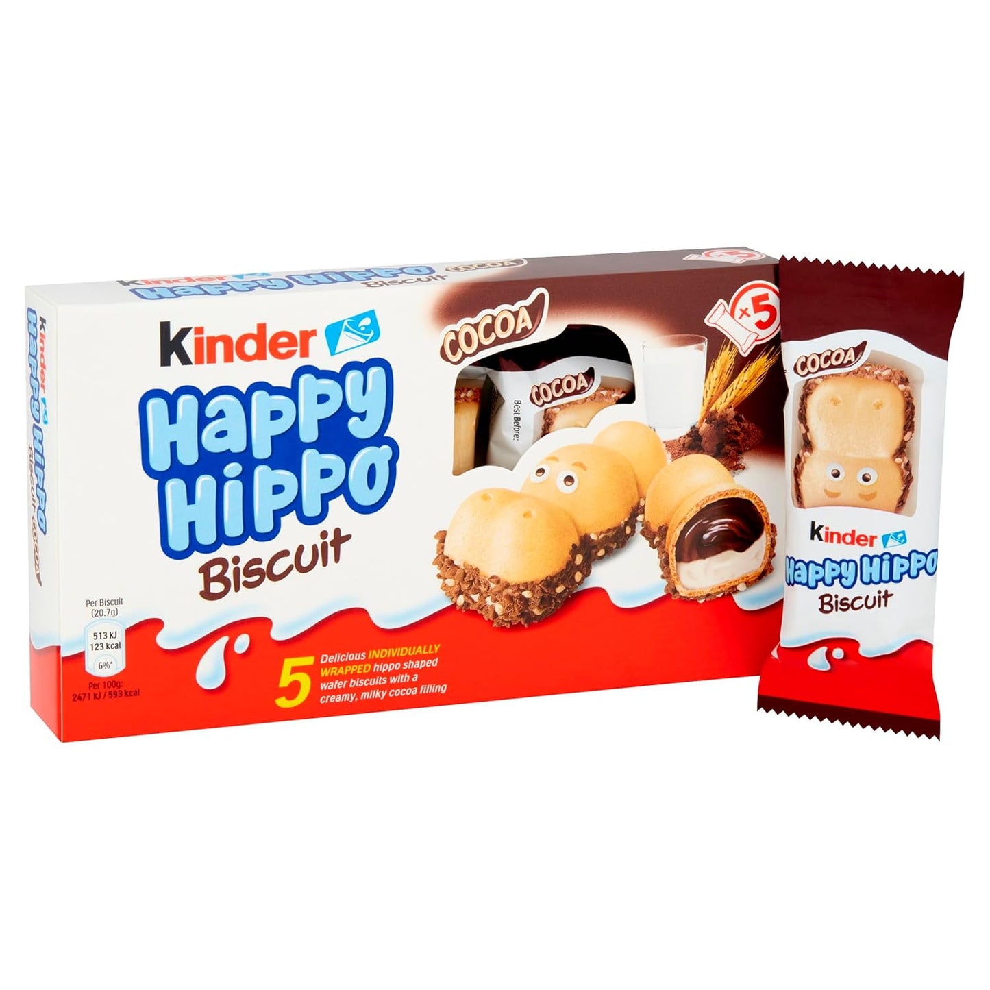 Kinder Happy Hippo Cocoa Biscuits 10pc 20g