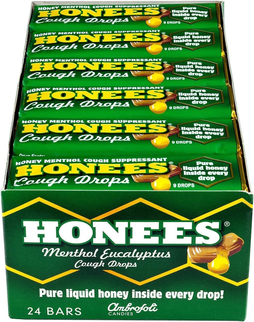 Honees Cough Drops Honey Menthol 24pc 1.6oz
