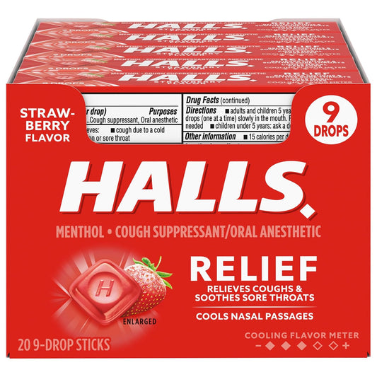 Halls Relief Strawberry 20pc 9 drops