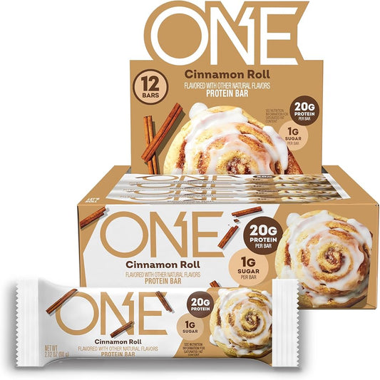 One Bar Peanut Butter Bar Cinnamon Roll 20g 12pc 2.12oz