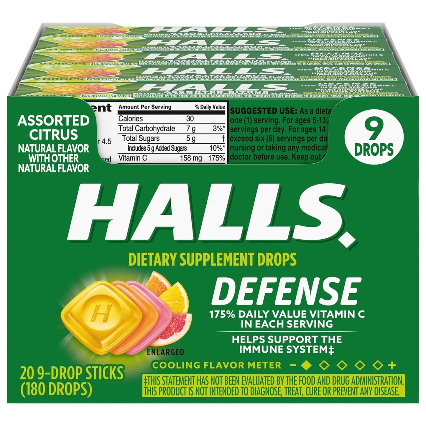 Halls Relief Assorted Citrus Natural 20pc 9 drops