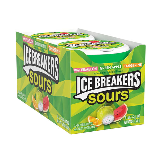 Ice Breakers Sours Watermel Green Apple Tangerine 8pc 1.3oz