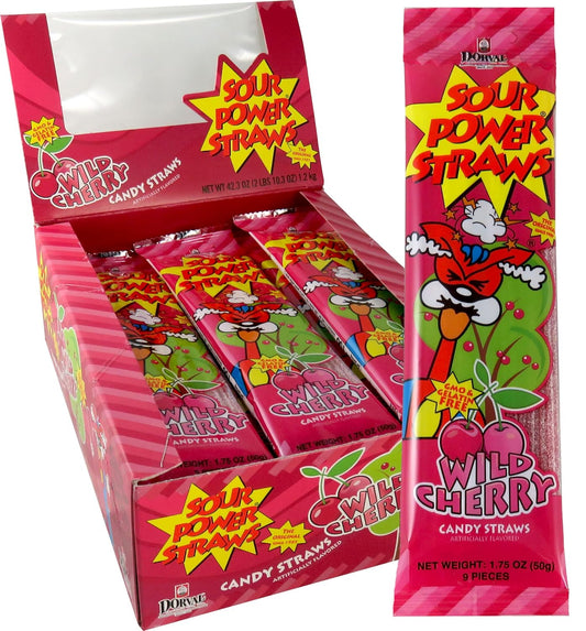 Sour Power Straws Wild Cherry 24pc 1.75oz