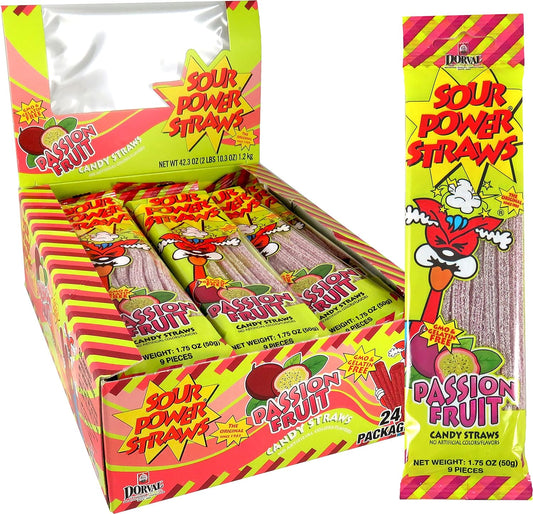 Sour Power Straws Passion Fruit 24pc 1.75oz