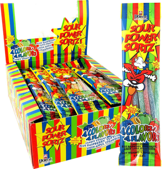 Sour Power Straws Sortz 4 colors 24pc 1.75oz