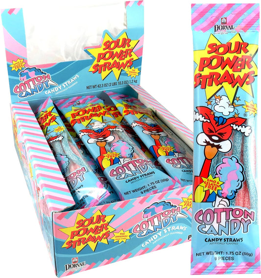 Sour Power Straws Cotton Candy 24pc 1.75oz