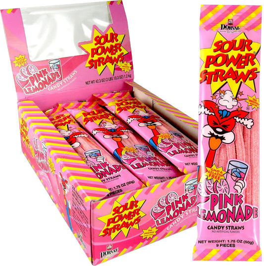 Sour Power Straws Pink Lemonade 24pc 1.75oz