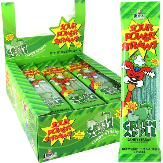 Sour Power Straws Green Apple 24pc 1.75oz
