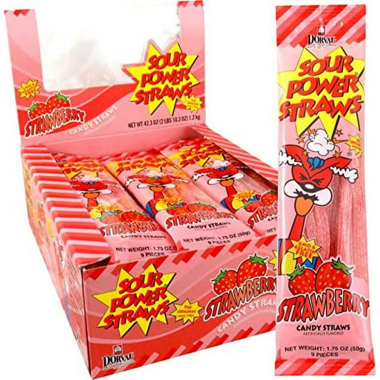 Sour Power Straws Strawberry 24pc 1.75oz